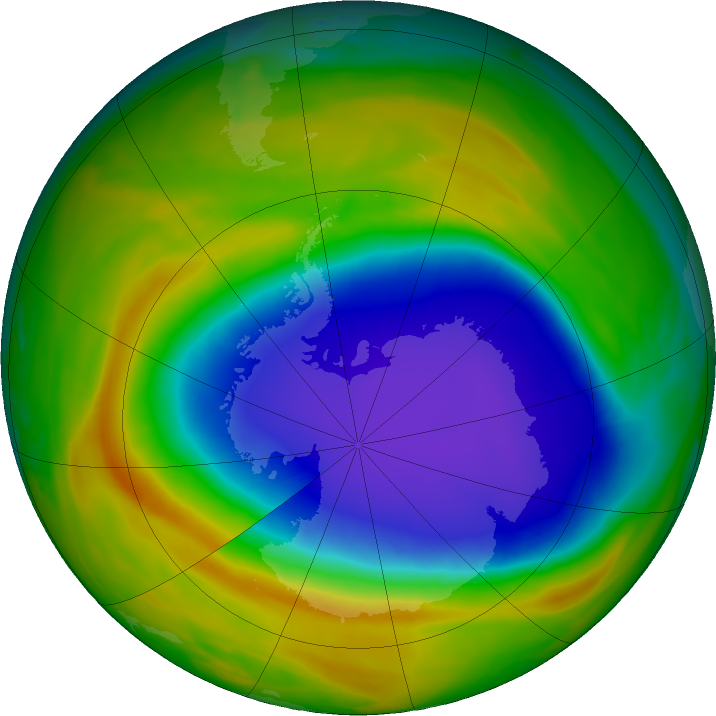 Antarctic ozone map for 23 October 2023